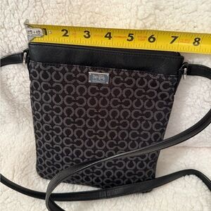 Coach Black Messenger Bag with Geometric Pattern